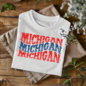 Patriotic Michigan Red and Blue Boho T - Shirt