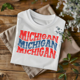 Patriotic Michigan Red and Blue Boho T - Shirt