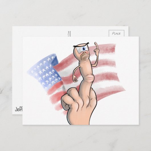Patriotic Middle Finger Postkarte (Vorne/Hinten)
