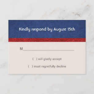 Patriotic Military Red White and Blue Wedding RSVP Karte