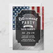 Patriotic Military Retirement USA Flag Imitate Met Einladung (Vorderseite)