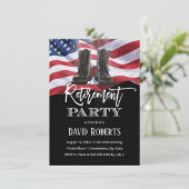 Patriotic Military Veteran USA Flag Retirement Einladung (Stehend Vorderseite)