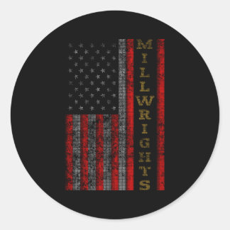 Patriotic Millwrights Us Flag Runder Aufkleber