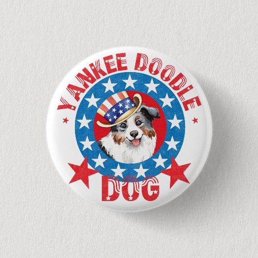 Patriotic Miniature American Shepherd Button (Vorderseite)