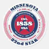 Patriotic Minnesota Circle Design Sticker (Vorderseite)