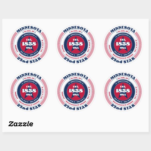 Patriotic Minnesota Circle Design Sticker (Blatt)