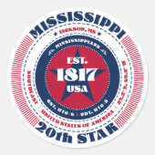 Patriotic Mississippi Circle Design Sticker (Vorderseite)