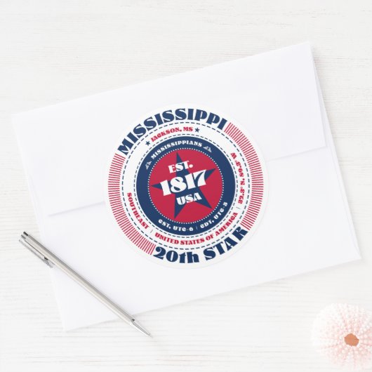 Patriotic Mississippi Circle Design Sticker (Umschlag)