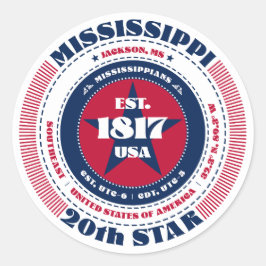 Patriotic Mississippi Circle Design Sticker