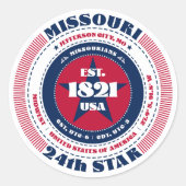 Patriotic Missouri Circle Design Sticker (Vorderseite)