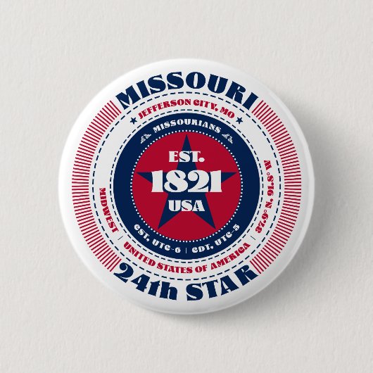 Patriotic Missouri Circle mit Staat Details Button (Vorderseite)