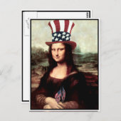 Patriotic Mona Lisa - Bereit für den Unabhängigkei Postkarte (Vorne/Hinten)