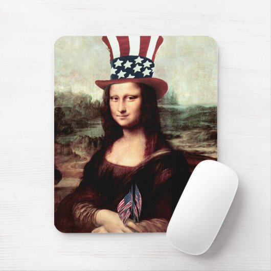 Patriotic Mona Lisa - Unabhängigkeitstag Mousepad (Mit Mouse)