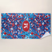 Patriotic Monogram Beach Handtuch - Red White Blue (Vorderseite)