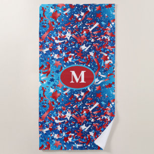 Patriotic Monogram Beach Handtuch - Red White Blue