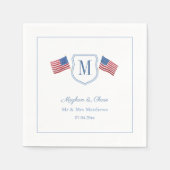 Patriotic Monogram Wedding Wappen USA Flags Party Serviette (Vorderseite)