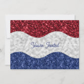 Patriotic Mosaic Waves Birthday Einladung (Vorderseite)