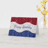 Patriotic Mosaic Waves Birthday Karte (Gelbe Blume)
