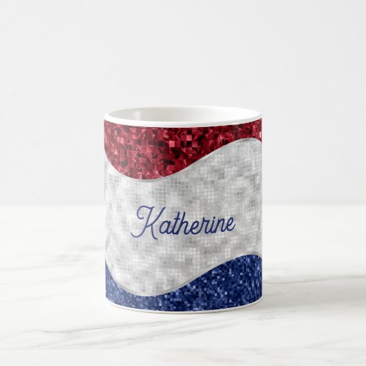 Patriotic Mosaic Waves Kaffeetasse (Mittel)