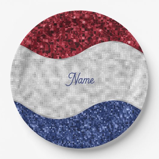 Patriotic Mosaic Waves Pappteller (Vorderseite)