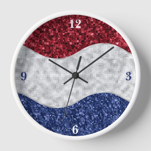 Patriotic Mosaic Waves Uhr (Vorderseite)