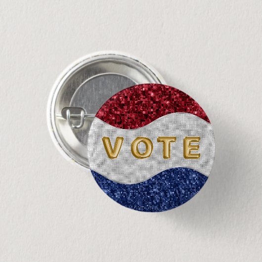 Patriotic Mosaic Waves Vote Button (Vorne & Hinten)