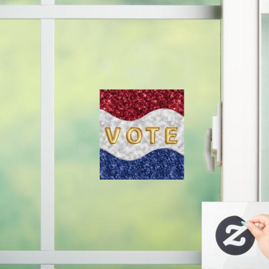 Patriotic Mosaic Waves Vote Fensteraufkleber (Zuhause)