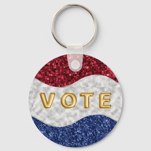 Patriotic Mosaic Waves Vote Schlüsselanhänger (Vorderseite)