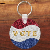 Patriotic Mosaic Waves Vote Schlüsselanhänger (Rückseite)