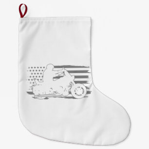 Patriotic Motorrad Vintag American Flag Biker Großer Weihnachtsstrumpf