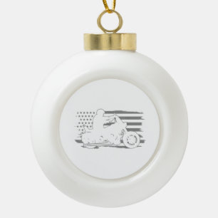 Patriotic Motorrad Vintag American Flag Biker Keramik Kugel-Ornament