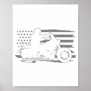 Patriotic Motorrad Vintag American Flag Biker Poster