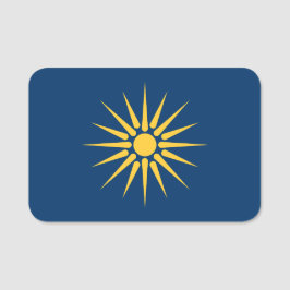 Patriotic name tag with flag of Macedonia, Greece Namensschild