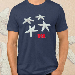 Patriotic Nautic Starfish Blue Tri-Blend Shirt