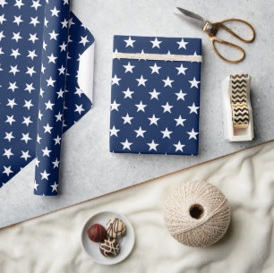 Patriotic Navy Blue USA Flag Stars Muster Geschenkpapier