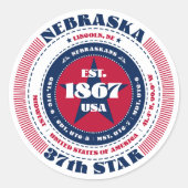 Patriotic Nebraska Circle Design Sticker (Vorderseite)