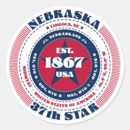 Patriotic Nebraska Circle Design Sticker