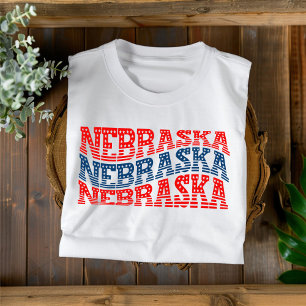 Patriotic Nebraska Red and Blue Boho T - Shirt