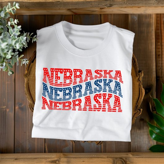 Patriotic Nebraska Red and Blue Boho T - Shirt