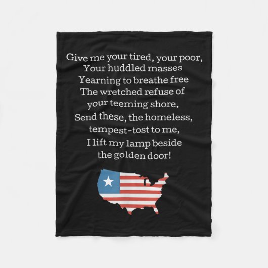 Patriotic New Colossus Emma Lazarus Quote Usa Gift Fleecedecke (Vorderseite)