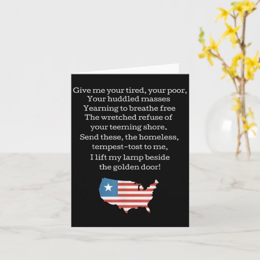 Patriotic New Colossus Emma Lazarus Quote Usa Gift Karte (Gelbe Blume)