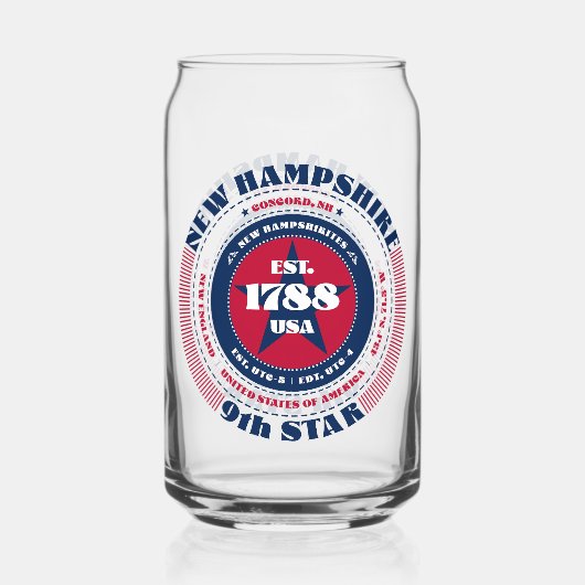 Patriotic New Hampshire Typografy Design Dosenglas (Vorderseite)