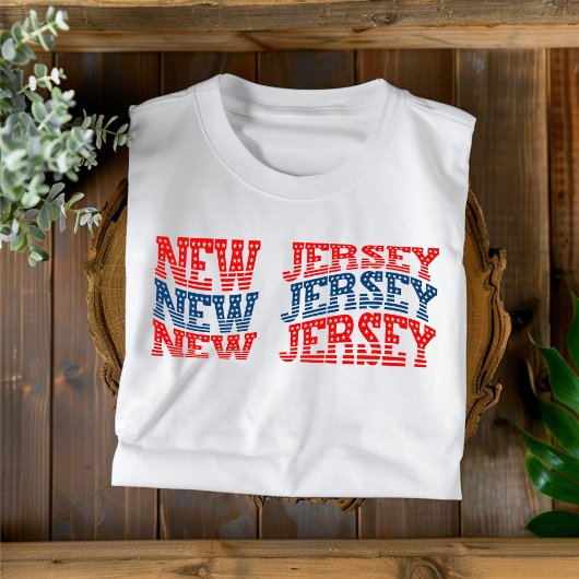 Patriotic New Jersey Red and Blue Boho T - Shirt