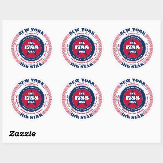 Patriotic New York Circle Design Sticker (Blatt)
