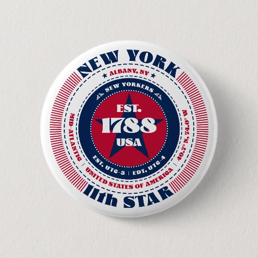 Patriotic New York Circle mit Staat Details Button (Vorderseite)