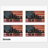 Patriotic New York Skyline American Flag Rechteckiger Aufkleber (Blatt)