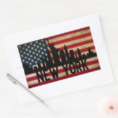 Patriotic New York Skyline American Flag Rechteckiger Aufkleber (Umschlag)