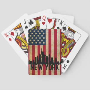 Patriotic New York Skyline American Flag Spielkarten