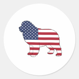 Patriotic Newf Dog USA Flag Design 4. Juli Runder Aufkleber