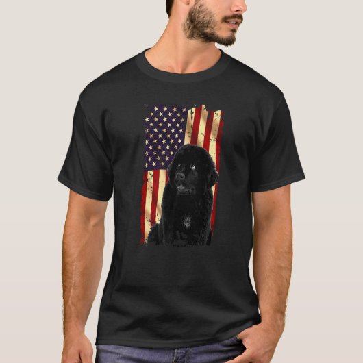 Patriotic Newfundland American Flag 4. Juli Hund T-Shirt (Vorderseite)